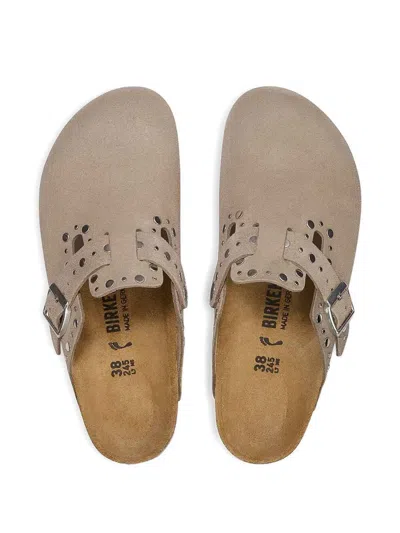 Birkenstock Beige Slip-on Sandals With Adjustable Buckle In Multi