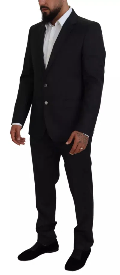 Pre-owned Dolce & Gabbana Melange Grey Wool 2 Piece Martini Men's Suit () In Gray