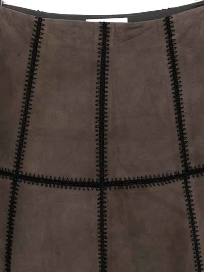 Blugirl A-line Crochet And Suede Panel Skirt In Brown