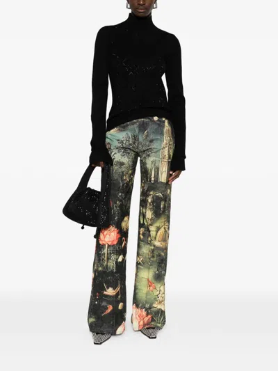 Blugirl Fitted Black Sweater With Textured Diamond Pattern In Black