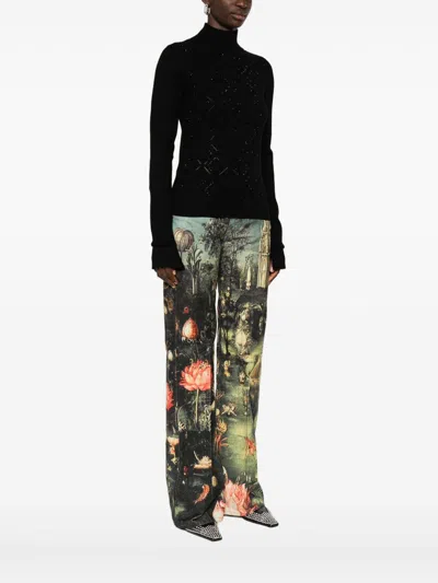 Blugirl Fitted Black Sweater With Textured Diamond Pattern In Black