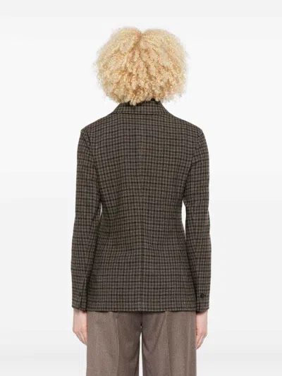 Circolo 1901 Brown Checkered Tailored Jacket In Wool-cashmere Blend In Gray