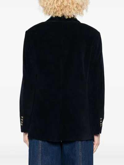 Circolo 1901 Double-breasted Blue Jacket With Corduroy Texture In Blue