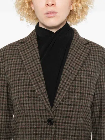 Circolo 1901 Brown Checkered Tailored Jacket In Wool-cashmere Blend In Gray