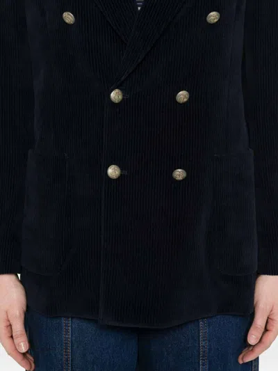 Circolo 1901 Double-breasted Blue Jacket With Corduroy Texture In Blue