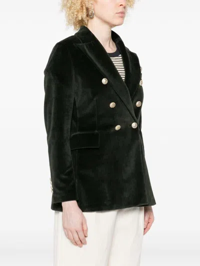 Circolo 1901 Double-breasted Velvet Jacket Featuring Pockets In Black