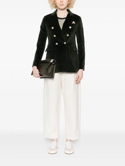 Circolo 1901 Double-breasted Velvet Jacket Featuring Pockets In Black