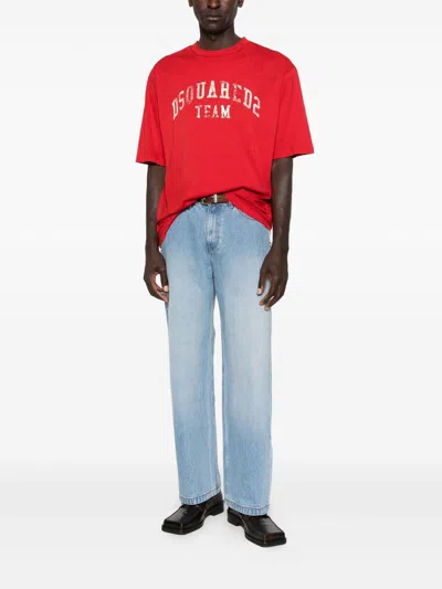 Dsquared2 Crew Neck T-shirt With Print In Red