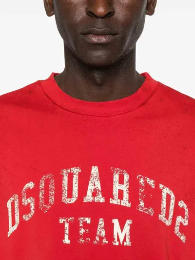 Dsquared2 Crew Neck T-shirt With Print In Red