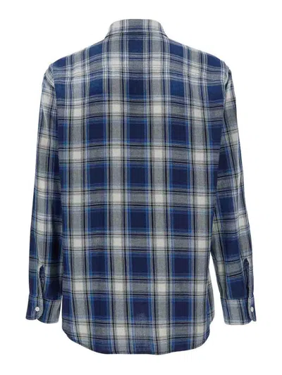 Dsquared2 Checked Pattern Shirt With Pockets And Collar In Blue
