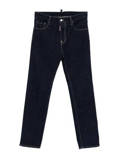 Dsquared2 Dsquared Men Jeans With Logo Application In Blue