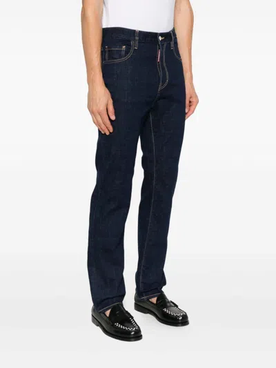 Dsquared2 Dsquared Men Jeans With Logo Application In Blue