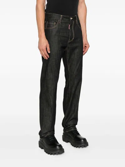 Dsquared2 Straight-leg Denim Jeans With Cotton-elastane Blend In Black