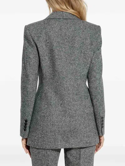 Dolce & Gabbana Tweed Jacket With Flap Pockets And Peak Lapels In Gray