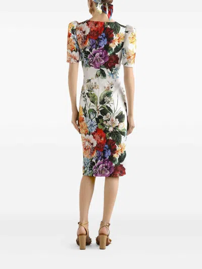 Dolce & Gabbana Bouquet-print Dress In Cretonne In Multi