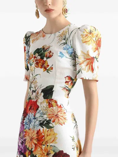 Dolce & Gabbana Bouquet-print Dress In Cretonne In Multi