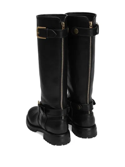 Dolce & Gabbana Calfskin Biker Boots In Multi