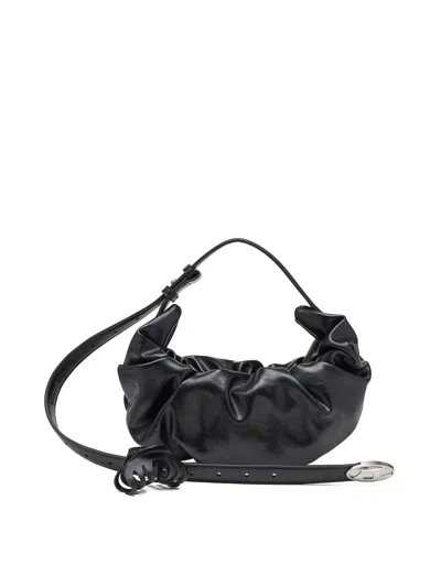Diesel Grab-d L-large Scrunched Hobo Bag In Shiny Pu In Black