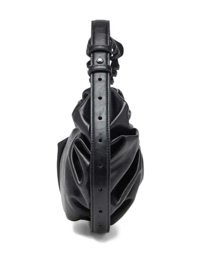Diesel Grab-d L-large Scrunched Hobo Bag In Shiny Pu In Black