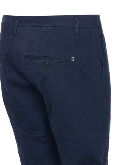 Dondup Gaubert Slim-fit In Gabardina Stretch Mano Calda Tinto In Capo Trousers In Blue