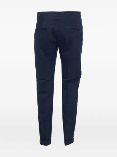 Dondup Gaubert Slim-fit In Gabardina Stretch Mano Calda Tinto In Capo Trousers In Blue