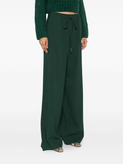 Ermanno Scervino Wide-leg Trousers In Soft Green Viscose Blend In Green