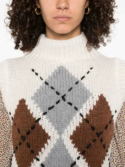 Ermanno Scervino Pure Cashmere Top With Two-tone Argyle Motif In Multi
