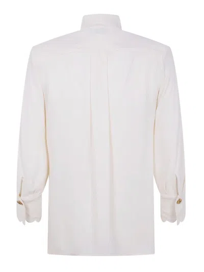 Elisabetta Franchi Long Sleeve Top With Bow And Embroidery In White