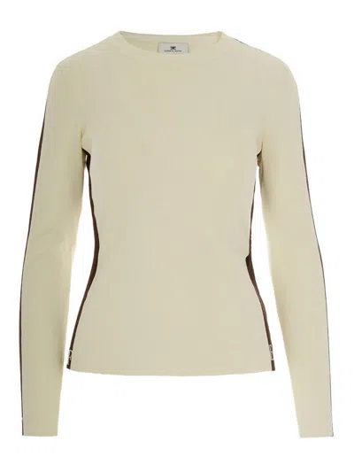 Elisabetta Franchi Sweater With Shiny Bands In Neutral