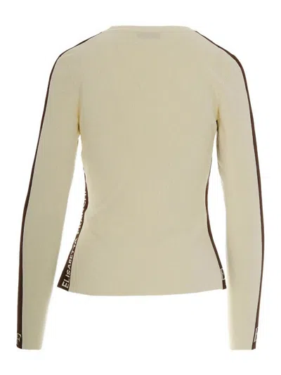 Elisabetta Franchi Sweater With Shiny Bands In Neutral