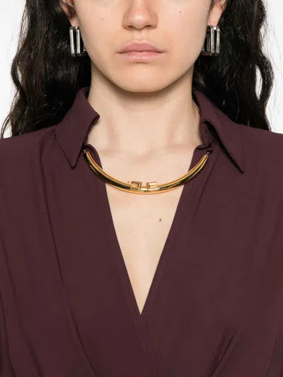 Elisabetta Franchi Bordeaux Midi Dress With Deep V-neck In Brown