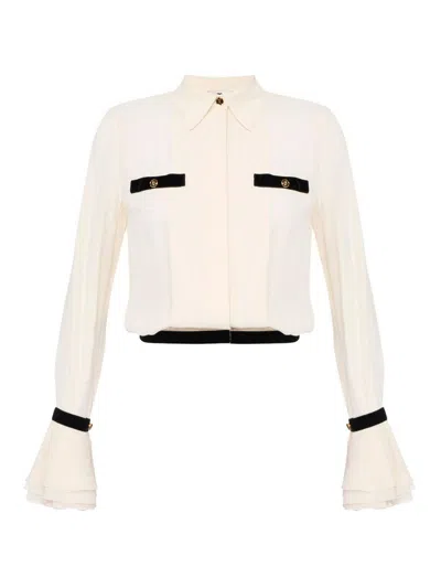 Elisabetta Franchi Camisole Shirt With Layered Ruffle Cuffs In Multi