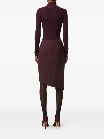 Elisabetta Franchi Asymmetrical Bordeaux Skirt With Wrap-style Front In Burgundy