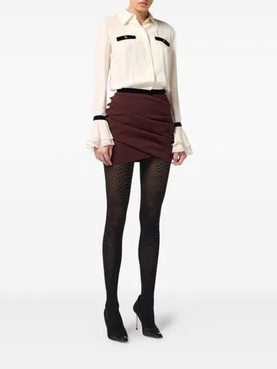 Elisabetta Franchi Camisole Shirt With Layered Ruffle Cuffs In Multi