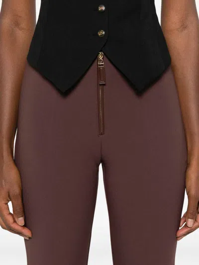 Elisabetta Franchi Cropped Brown Straight-leg Trousers With High Waist In Multi