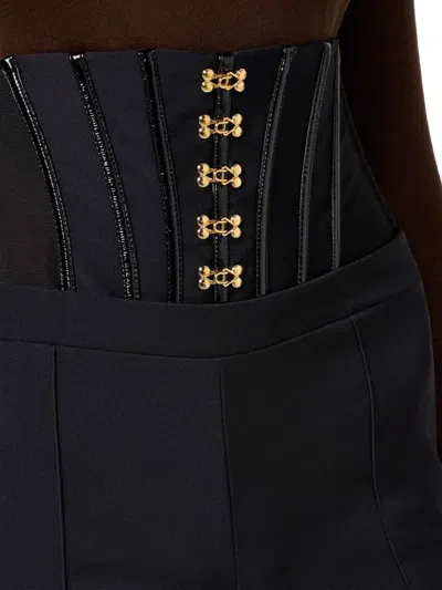 Elisabetta Franchi Corset-detail High-waisted Trousers In Black