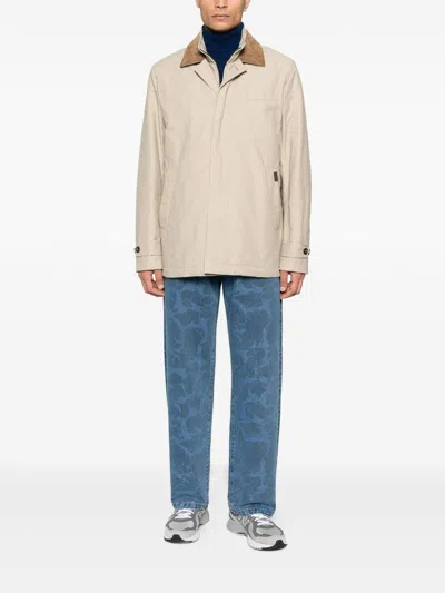 Fay Double Front Feather Jacket In Nylon In White