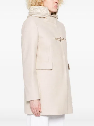 Fay Ivory Short Coat With Tailored Silhouette And Minimalist Design In White