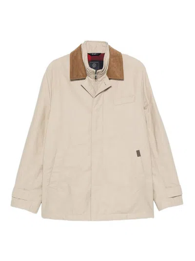 Fay Country Morning Regular-fit Corto In Faille Di Cotone E Nylon Con Trattamento Antigoccia. Collo In V In Neutral