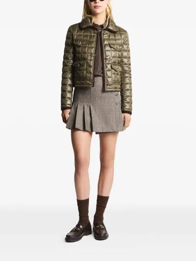 Fay Quilted Green Jacket With Structured Collar In Green