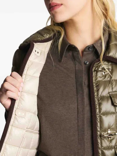 Fay Quilted Green Jacket With Structured Collar In Green