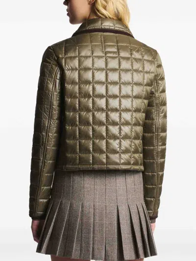 Fay Quilted Green Jacket With Structured Collar In Green