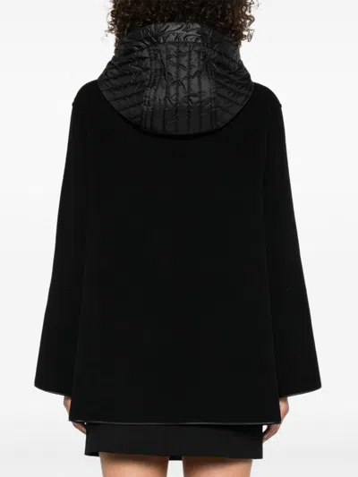 Fay Straight Silhouette Short Coat With Quilted Hood In Black