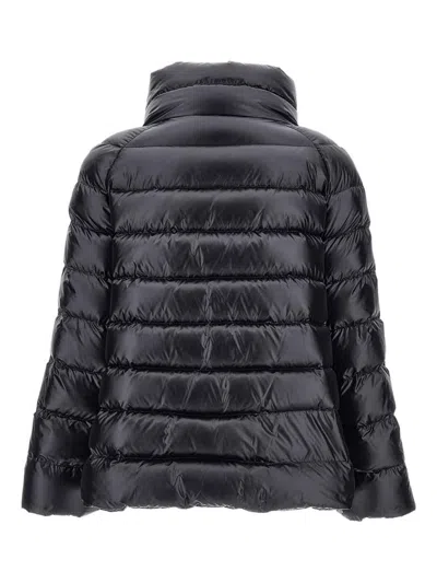 Fay Glossy Quilted Down Coat With Structured Collar In Black