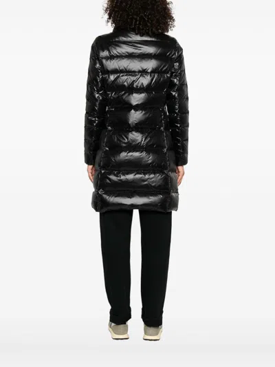 Fay Quilted Nero Down Coat With Structured Collar In Black