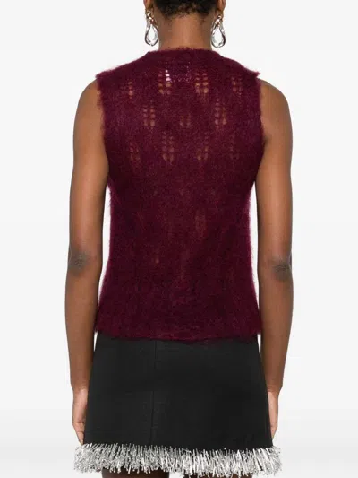 Forte Forte Sleeveless Burgundy Knit Sweater With Openwork Details In Burgundy