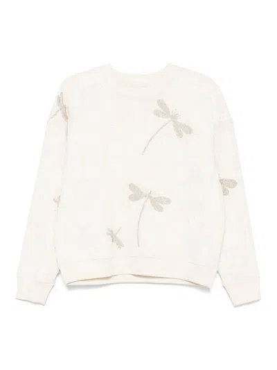 Forte Forte Soft Cotton-elastane Sweatshirt With Textured Dragonfly Pattern In Neutral