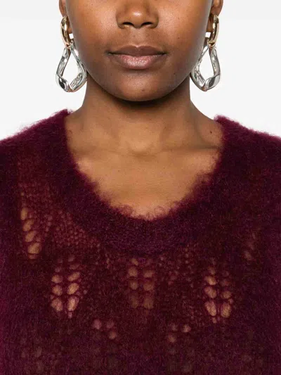 Forte Forte Sleeveless Burgundy Knit Sweater With Openwork Details In Burgundy