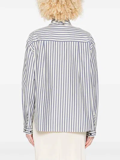 Forte Forte Vertical Striped Blouse With Distinctive Bow Tie In Multi