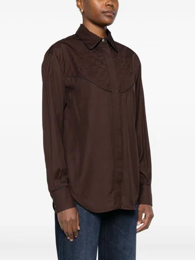 Golden Goose Viscose Shirt With Quilted Details In Brown